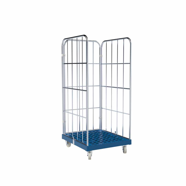 Rollbehälter 3-seitig, Rollplatte geschlossen aus Kunststoff, 724 x 815 x 1.630 mm, 500 kg, Nutzhöhe 1.440 mm, Hygiene Grau