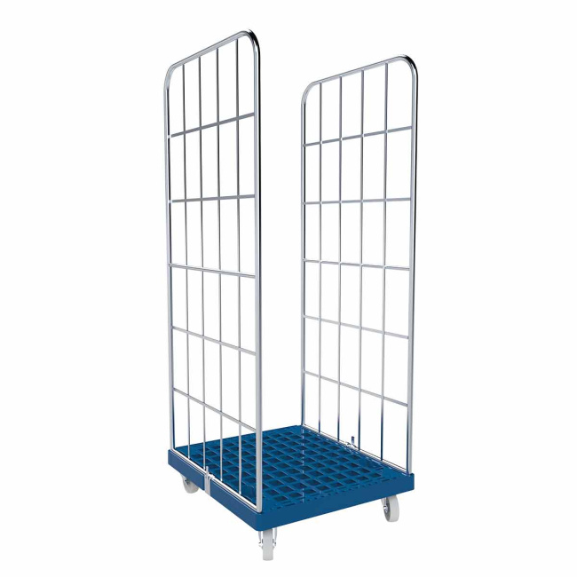 Rollbehälter 2-seitig, Rollplatte geschlossen aus Kunststoff, 724 x 815 x 1.830 mm, 500 kg, Nutzhöhe 1.640 mm, Hygiene Grau