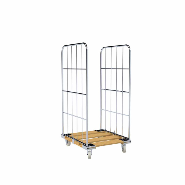 Rollbehälter 2-seitig, Nutzhöhe 1.640 mm, Rollplatte aus Holz, 724 x 815 x 1.830 mm, 500 kg
