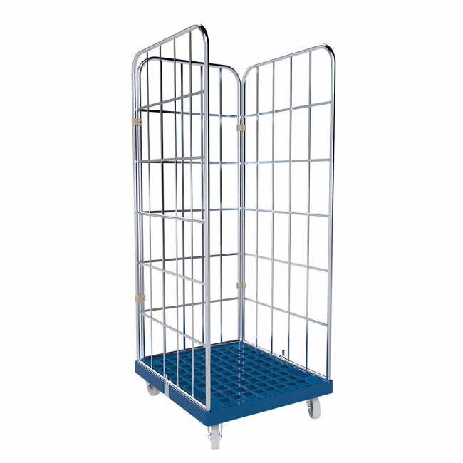 Rollbehälter 3-seitig, Rollplatte geschlossen aus Kunststoff, 724 x 815 x 1.830 mm, 500 kg, Nutzhöhe 1.640 mm, Hygiene Grau