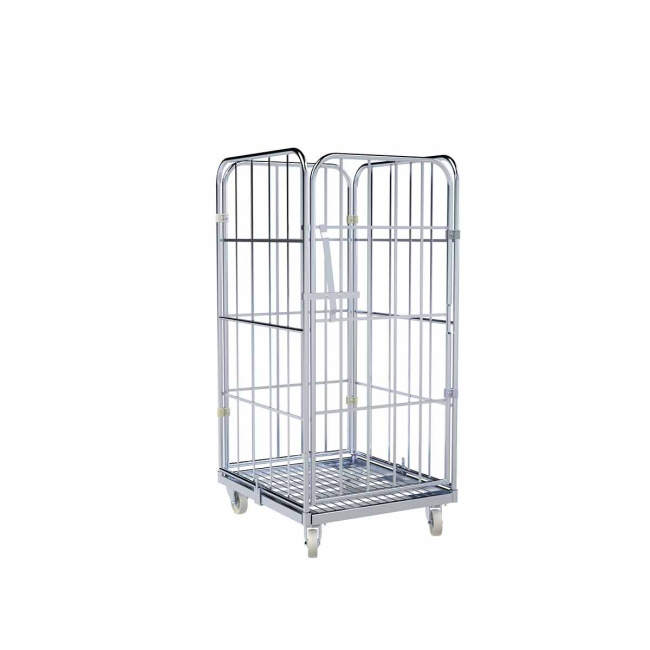 Rollbehälter 4-seitig, Nutzhöhe 1.640 mm, Rollplatte aus Metall, 724 x 815 x 1.830 mm, 500 kg