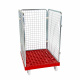 Rollbehälter niedrig, 3-seitig, Rollplatte aus Kunststoff, 724 x 815 x 1.210 mm, 500 kg, Nutzhöhe 1.020 mm, Feuerrot