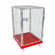 Rollbehälter niedrig, 5-seitig, Diebstahlschutz, Rollplatte aus Kunststoff, 724 x 815 x 1.220 mm, 500 kg, Nutzhöhe 995 mm, Feuerrot