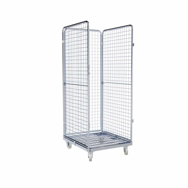 Rollbehälter hoch, 3-seitig, Nutzhöhe 1.610 mm, Rollplatte aus Metall, 724 x 815 x 1.800 mm, 500 kg