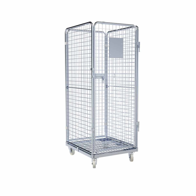 Rollbehälter hoch, 4-seitig, Diebstahlschutz, Nutzhöhe 1.585 mm, Rollplatte aus Metall, 724 x 815 x 1.800 mm, 500 kg