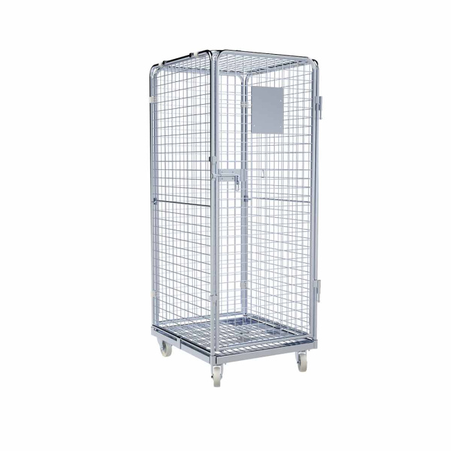 Rollbehälter hoch, 5-seitig, Diebstahlschutz, Nutzhöhe 1.585 mm, Rollplatte aus Metall, 724 x 815 x 1.810 mm, 500 kg