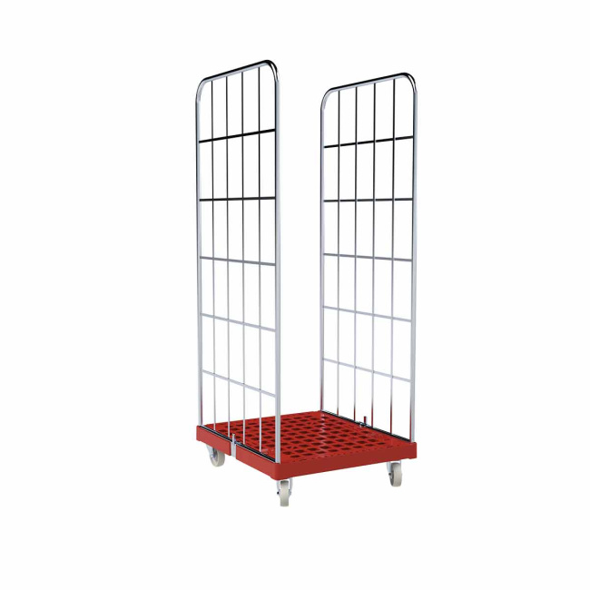 Rollbehälter FV, 2-seitig, Rollplatte aus Kunststoff, 724 x 815 x 1.830 mm, 500 kg, Nutzhöhe 1.640 mm, Feuerrot