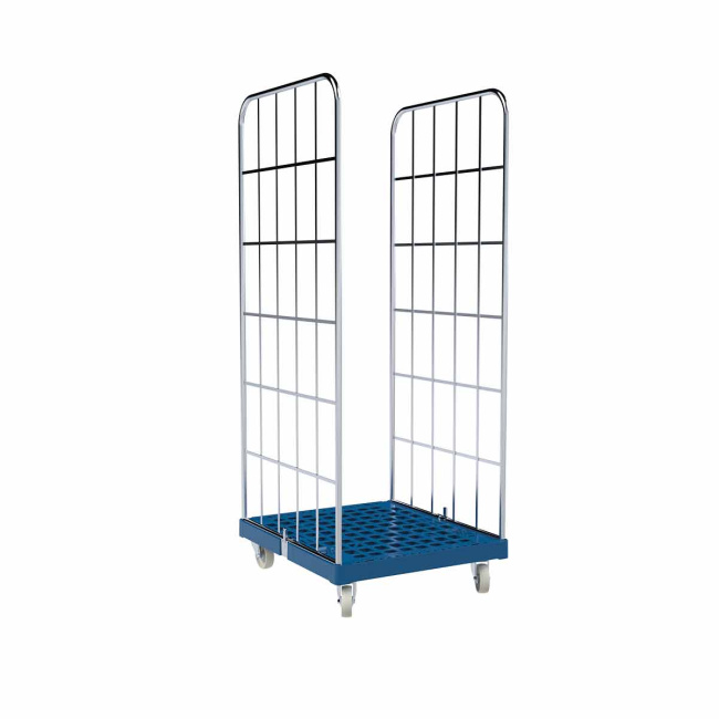 Rollbehälter FV, 2-seitig, Rollplatte aus Kunststoff, 724 x 815 x 1.830 mm, 500 kg, Nutzhöhe 1.640 mm, Schwarz