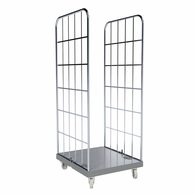 Rollbehälter FV, 2-seitig, Rollplatte geschlossen aus Kunststoff, 724 x 815 x 1.830 mm, 500 kg, Nutzhöhe 1.640 mm, Hygiene Grau