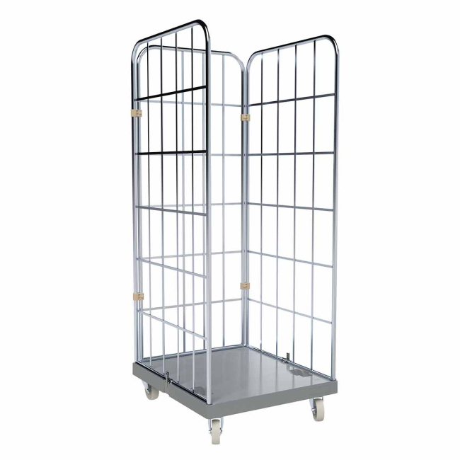 Rollbehälter FV, 3-seitig, Rollplatte geschlossen aus Kunststoff, 724 x 815 x 1.830 mm, 500 kg, Nutzhöhe 1.640 mm. Hygiene Grau