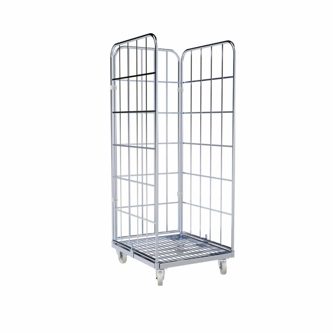 Rollbehälter FV, 3-seitig, Nutzhöhe 1.640 mm, Rollplatte aus Metall, 724 x 815 x 1.830 mm, 500 kg