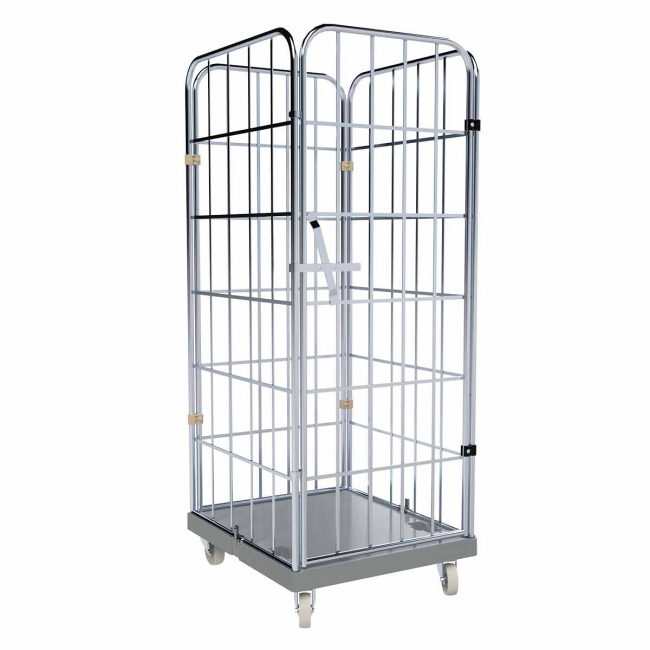 Rollbehälter FV, 4-seitig, 1 schwenkbaren Vordertür, Rollplatte geschlossen aus Kunststoff, 724 x 815 x 1.830 mm, 500 kg, Nutzhöhe 1.640 mm, Hygiene Grau