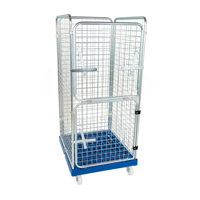 Rollbehälter Entsorger, 4-seitig, Rollplatte aus Kunststoff, 724 x 815 x 1.640 mm, 500 kg, Nutzhöhe 1.450 mm, Feuerrot