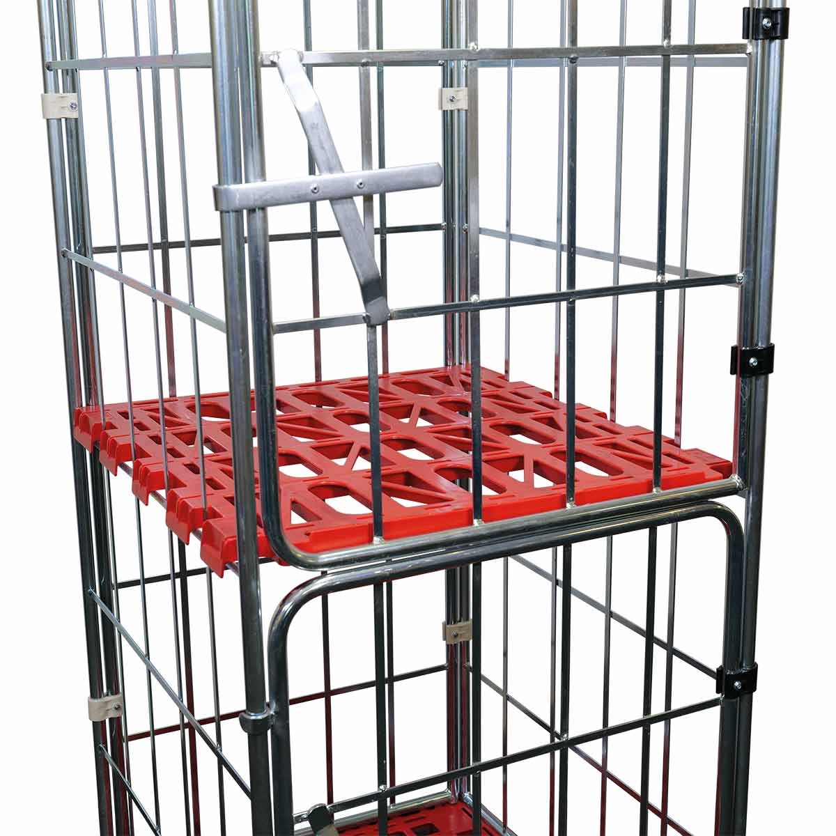 Zwischenboden Kunststoff für Rollbehälter 724 x 815 mm, 4-seitig, 150 kg, Feuerrot
