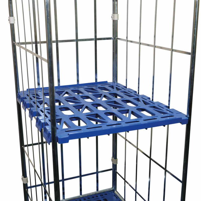 Zwischenboden Kunststoff für Rollbehälter 682 x 815 mm, 3-seitig, 150 kg, Lichtblau