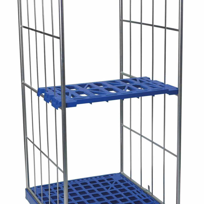 Zwischenboden Kunststoff halbe Länge für Rollbehälter 724 x 815 mm, 100 kg, Enzianblau