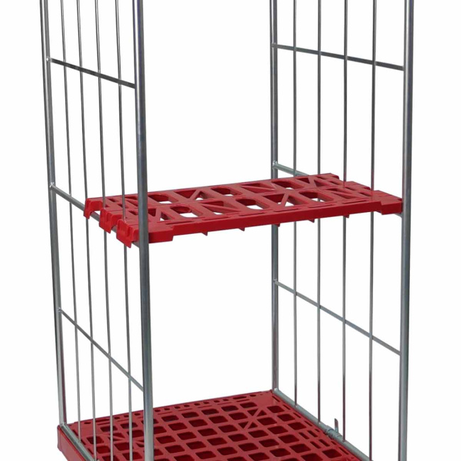 Zwischenboden Kunststoff halbe Länge für Rollbehälter 724 x 815 mm, 100 kg, Feuerrot