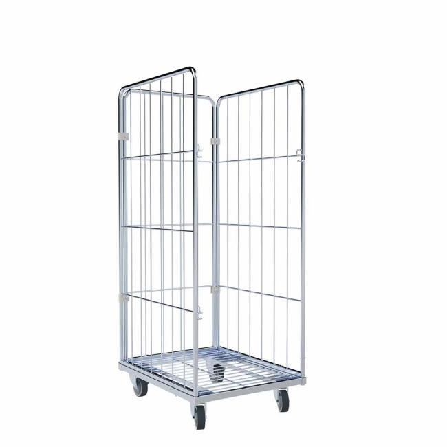 Wäschewagen schmal, Stahlboden, 3-seitig, Nutzhöhe 1.580 mm, 600 x 720 x 1.730 mm, 400 kg