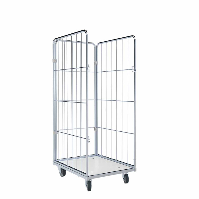 Wäschewagen schmal, Kunststoffboden Weiß, 3-seitig, Nutzhöhe 1.580 mm, 600 x 720 x 1.730 mm, 400 kg