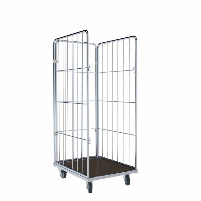 Wäschewagen schmal, Holzboden, 3-seitig, Nutzhöhe 1.580 mm, 600 x 720 x 1.730 mm, 400 kg