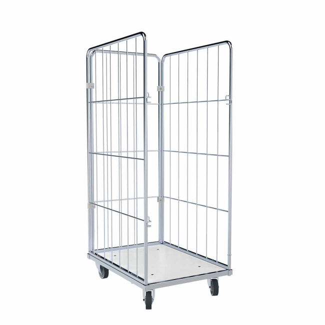 Wäschewagen Nutzhöhe 1.370 mm, Kunststoffboden Weiß, 3-seitig, 600 x 740 x 1.520 mm, 400 kg