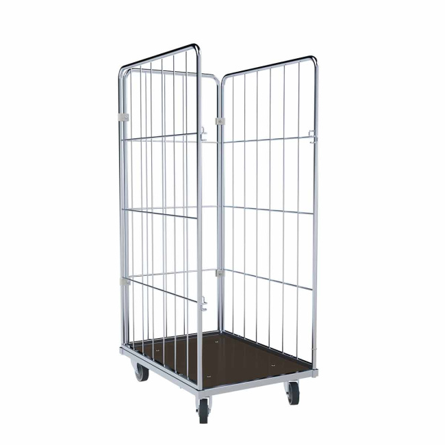 Wäschewagen Nutzhöhe 1.370 mm, Holzboden, 3-seitig, 600 x 810 x 1.520 mm, 400 kg