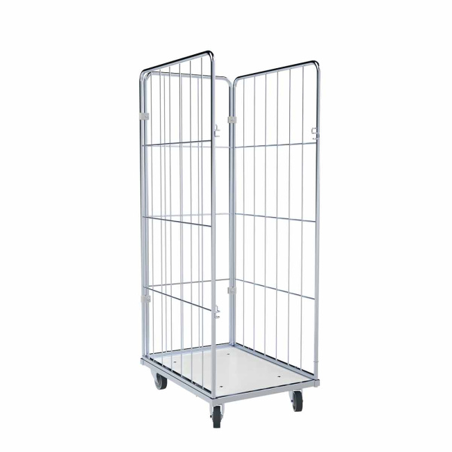 Wäschewagen Nutzhöhe 1.550 mm, Kunststoffboden Weiß, 3-seitig, 600 x 810 x 1.700 mm, 400 kg