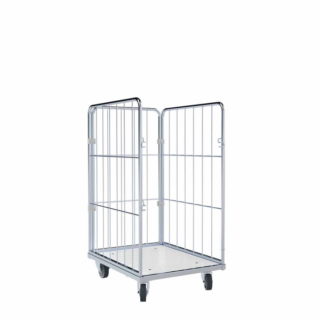 Wäschewagen Nutzhöhe 1.000 mm, Kunststoffboden Weiß, 3-seitig, 720 x 810 x 1.150 mm, 400 kg