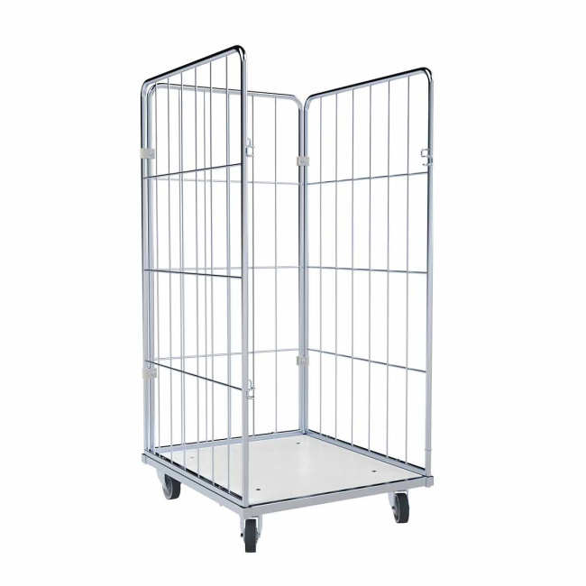 Wäschewagen Nutzhöhe 1.370 mm, Kunststoffboden Weiß, 3-seitig, 720 x 810 x 1.520 mm, 400 kg