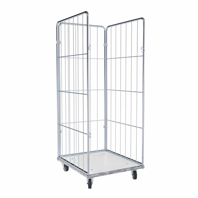 Wäschewagen Nutzhöhe 1.650 mm, Kunststoffboden Weiß, 3-seitig, 720 x 810 x 1.800 mm, 400 kg