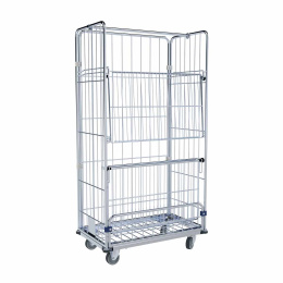 Wäschewagen mit 2 Zwischenböden, 1 Kleiderstange, Stahlboden, 4-seitig, Nutzhöhe 1.590 mm, 940 x 560 x 1.740 mm, 400 kg