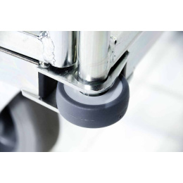 Wäschewagen mit 2 Zwischenböden klappbar, 4 Abweisräder, Kunststoffboden Weiß, 3-seitig, Nutzhöhe 1.600 mm, 850 x 630 x 1.750 mm, 500 kg