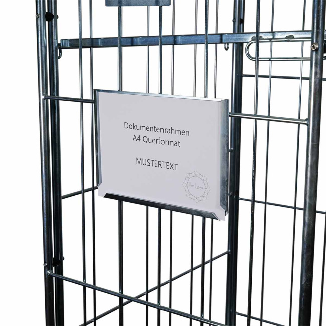 Dokumentenrahmen für Rollbehälter, DIN A4 Querformat einsteckbar, 305 x 225 x 16 mm