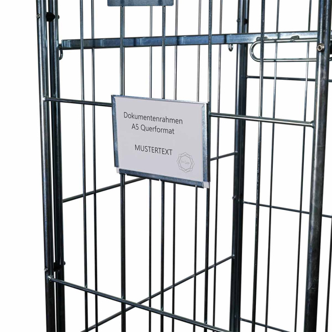 Dokumentenrahmen für Rollbehälter, DIN A5 Querformat einsteckbar, 212 x 152 x 16 mm