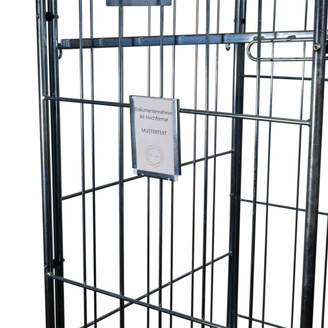 Dokumentenrahmen für Rollbehälter, DIN A6 Hochformat einsteckbar, 107 x 152 x 16 mm