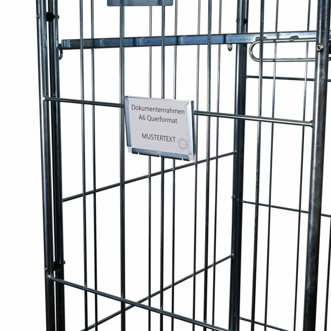 Dokumentenrahmen für Rollbehälter, DIN A6 Querformat einsteckbar, 152 x 107 x 16 mm