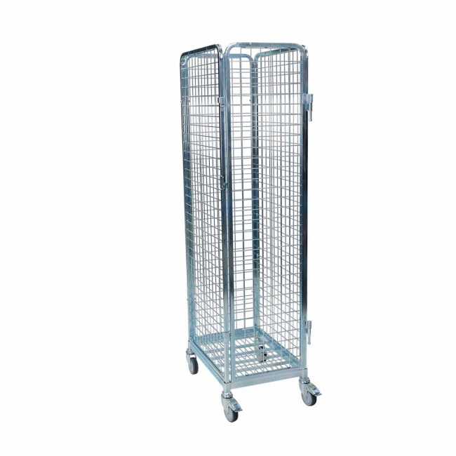 Stahlrollbehälter 460, 500 x 700 x 1.855 mm, 4-seitig, Nutzhöhe 1.665 mm, Rollplatte aus Metall, 300 kg