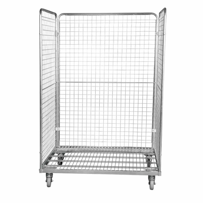 Stahlrollbehälter 800,  800 x 1.200 x 1.820 mm, 3-seitig, Nutzhöhe 1.620 mm, Rollplatte aus Metall, 600 kg