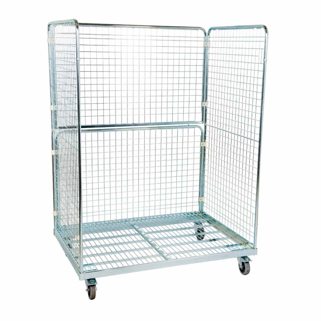 Stahlrollbehälter 1350, 950 x 1.350 x 1.820 mm, 3-seitig, Nutzhöhe 1.620 mm, Rollplatte aus Metall, 800 kg