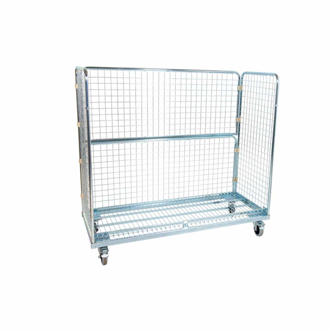 Stahlrollbehälter 620, 620 x 1.500 x 1.400 mm, 3-seitig, Nutzhöhe 1.200 mm, Rollplatte aus Metall, 500 kg