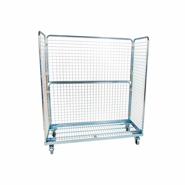 Stahlrollbehälter 620, 620 x 1.500 x 1.700 mm, 3-seitig, Nutzhöhe 1.500 mm, Rollplatte aus Metall, 500 kg