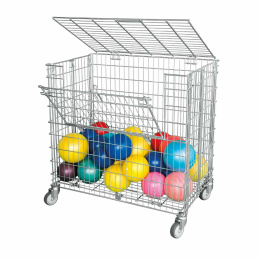 Stahlrollbehälter Ballwagen, 610 x 1.040 x 1.000 mm, 5-seitig, Diebstahlschutz, Faltbar im Leerzustand, Rollplatte aus Metall, 150 kg