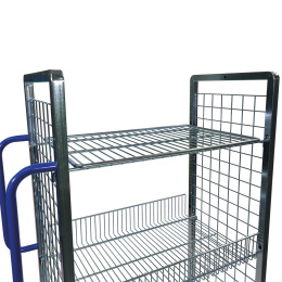 Kommissionierwagen S, 400 x 700 x 1.555 mm, 2-seitig, Rollplatte aus Metall, 150 kg