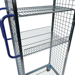 Kommissionierwagen S, 400 x 700 x 1.555 mm, 2-seitig, Rollplatte aus Metall, 150 kg