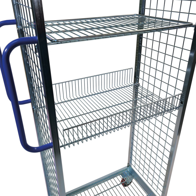 Drahtkorb für Kommissionierwagen S, mit Aufkantung 100 mm, 150 kg