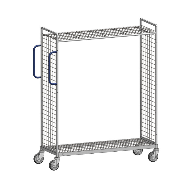 Kommissionierwagen M-2, 500 x 1.330 x 1.625 mm, 2-seitig, 1 Zwischenboden, Rollplatte aus Metall