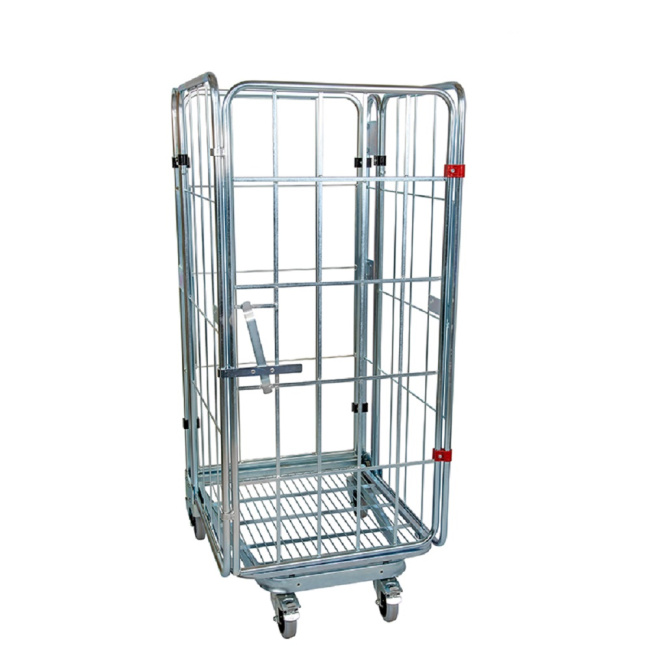 Nestbarer Rollbehälter Medium, 725 x 820 x 1.660 mm, 4-seitig, Nutzhöhe 1.420 mm, Rollplatte aus Metall, 500 kg