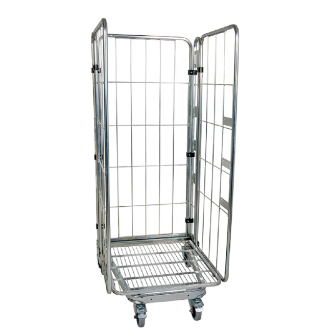 Nestbarer Rollbehälter Large, 725 x 820 x 1.780 mm, 3-seitig, Nutzhöhe 1.540 mm, Rollplatte aus Metall, 500 kg