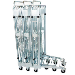 Nestbarer Rollbehälter Large, 725 x 820 x 1.780 mm, 3-seitig, 2 Zwischenböden, Nutzhöhe 1.540 mm, Rollplatte aus Metall, 500 kg