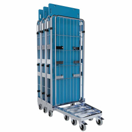 Nestbarer Rollbehälter Large, 725 x 820 x 1.780 mm, 3-seitig, 2 Zwischenböden, Nutzhöhe 1.540 mm, Rollplatte aus Kunststoff, 500 kg